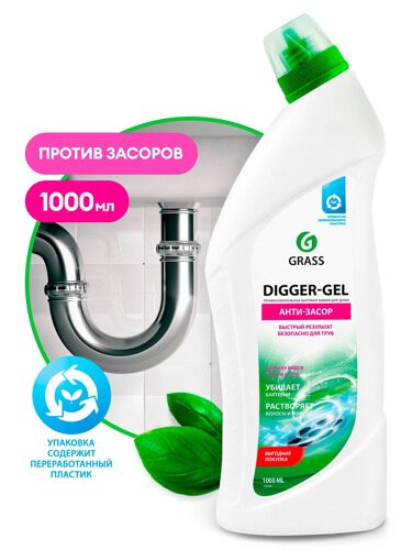 Средство щелочное для прочистки канализационных труб DIGGER-GEL 1л.